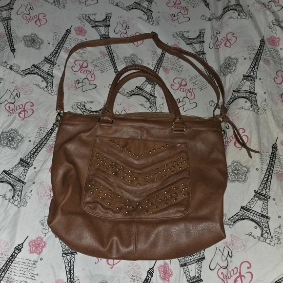 XL Steve Madden Brown Studded Shoulder Bag - Picture 2 of 8